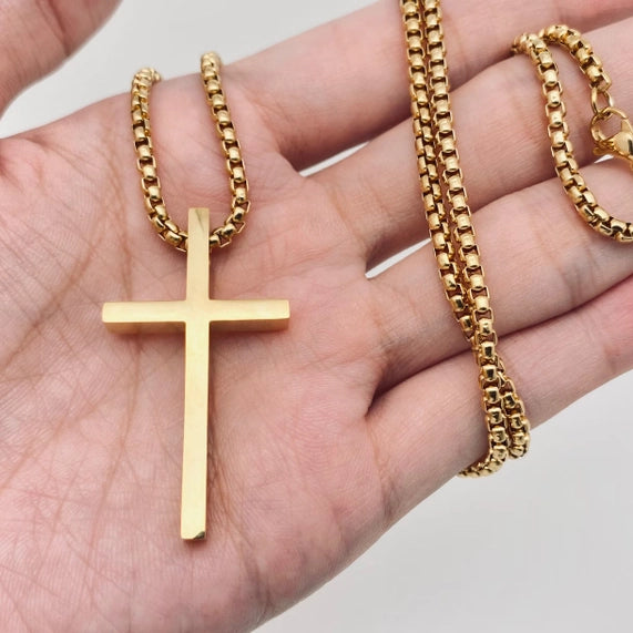 Glossy Cross Stainless Steel Pendant Necklace